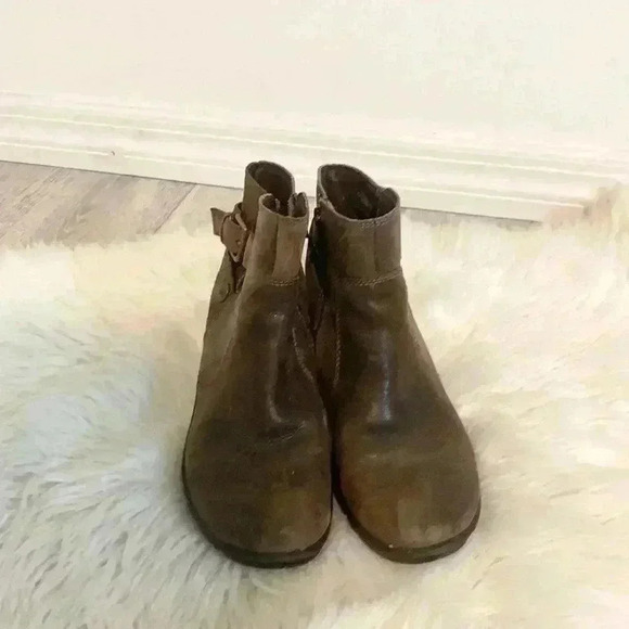 Montana leather booties brown rustic finish distressed ankle boots sz 8m - Picture 2 of 7